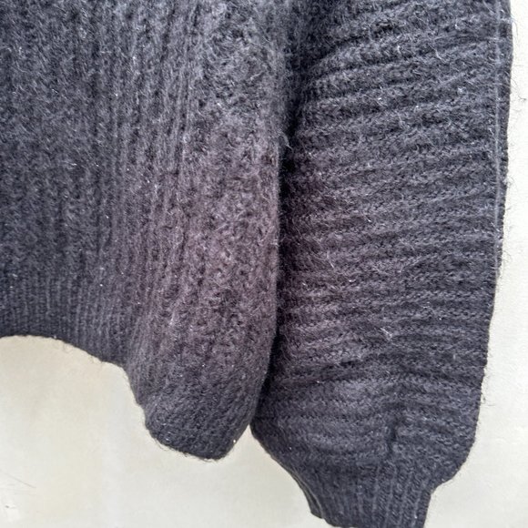 Free People Carter Pullover Knit Sweater Black Boatneck Raglan Long Sleeve Large - Picture 13 of 13